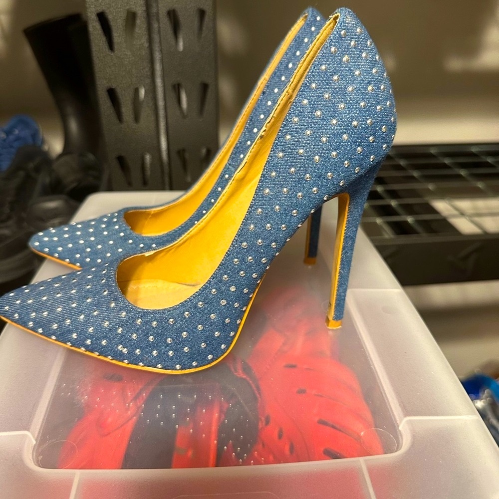 Blue Jean studded Heels